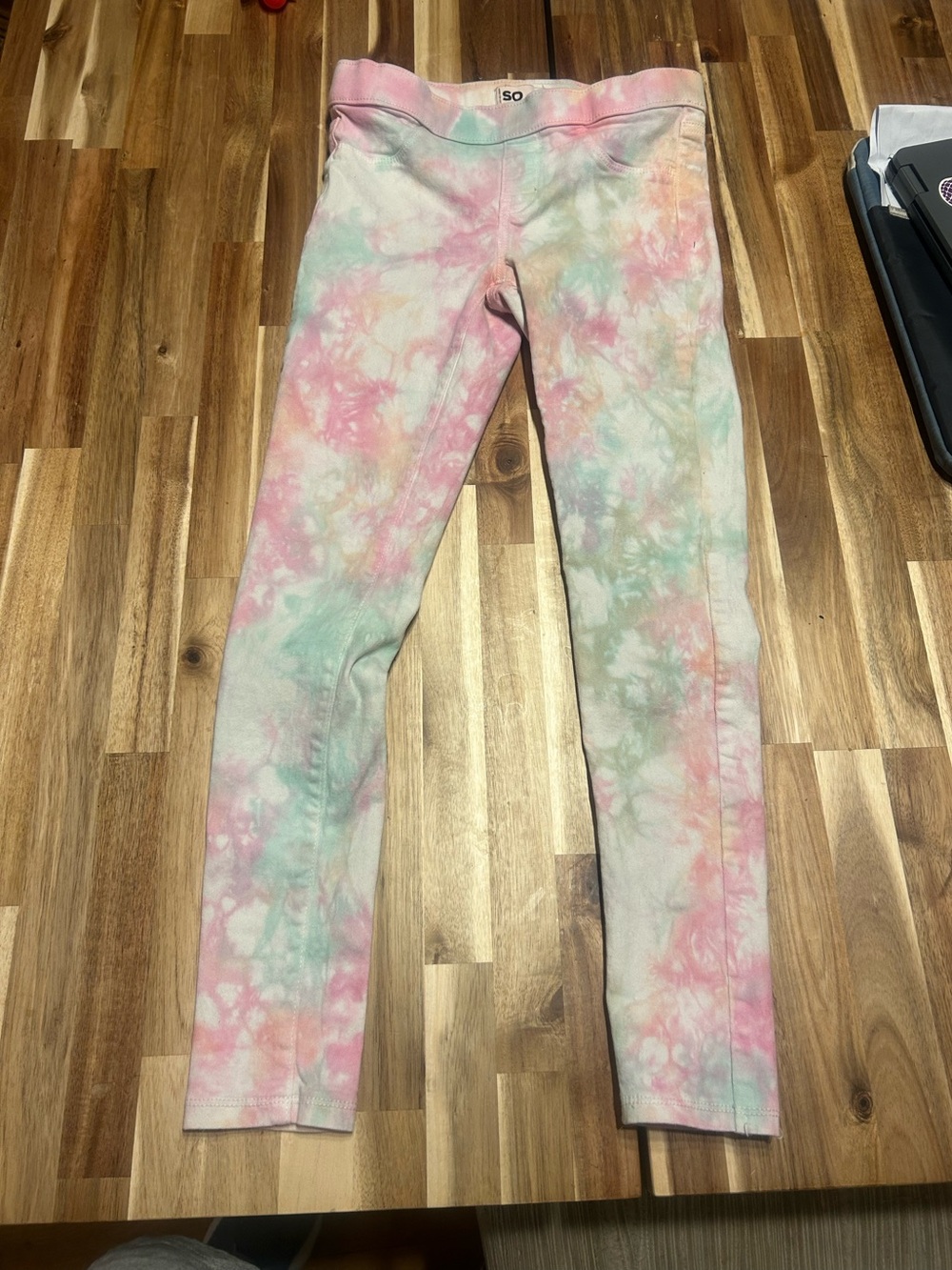 SO Girls' Pastel Tie-Dye Jeggings - Pink, Mint & Peach